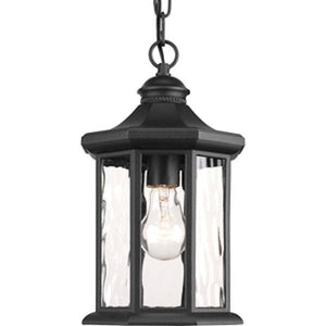 1 Light Black with Clear Glass Hanging Lantern Light Fixture 1