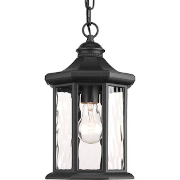 1 Light Black with Clear Glass Hanging Lantern Light Fixture 1