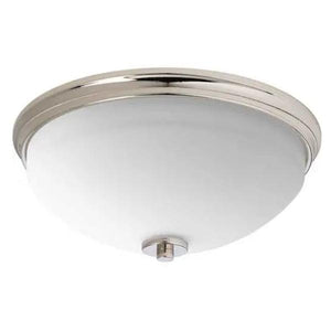 2 Light 120 volt Polished Nickel Etched White Glass Bowl Ceiling Light Fixture 1