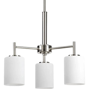 3 Light Polished Nickel Etched Glass Shade Chandelier Light Fixture 2