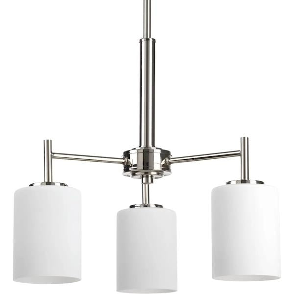 3 Light Polished Nickel Etched Glass Shade Chandelier Light Fixture 2