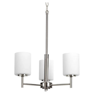 3 Light Polished Nickel Etched Glass Shade Chandelier Light Fixture 1