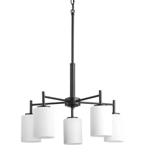 5 Light Matte Black Etched Glass Shade Chandelier Light Fixture 2