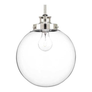 1 Light Polished Nickel Clear Glass Shade Dimmable Pendant Light Fixture 1