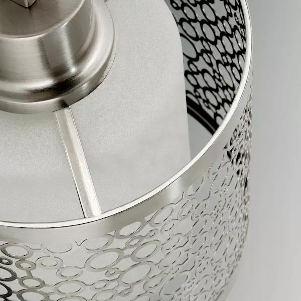 1 Light Brushed Nickel Etched Parchment Glass Mini Pendant Light Fixture 2
