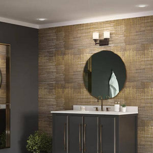 2 Light 120 volt Antique Bronze Vanity Etched Linen With Clear Edge Glass Light Fixture 3