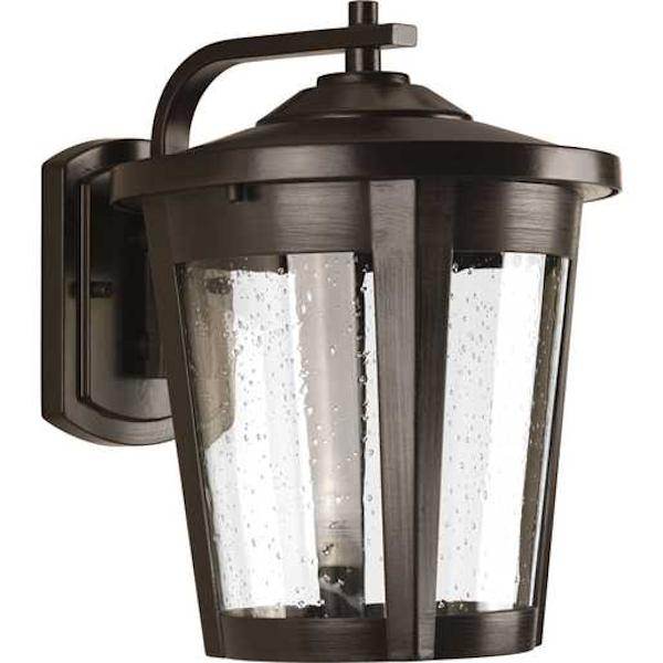 17 watt 120 volt 3000K Natural White Antique Bronze Clear Seeded Glass Outdoor Point East Haven LED Wall Light Fixture 1