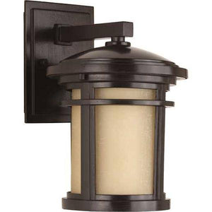 1 Light Antique Bronze with Etched Umber Linen Glass Wish Wall Light Fixture 1