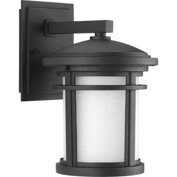 1 Light Black with Etched Umber Linen Glass Wish Wall Light Fixture 1