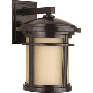 1 Light Antique Bronze with Etched Umber Linen Glass Wish Wall Light Fixture 1
