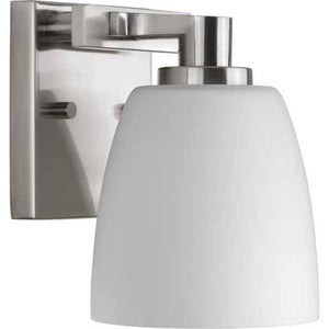 1 Light 120 volt Brushed Nickel Vanity Etched Opal Glass Light Fixture 2