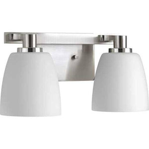 2 Light 120 volt Brushed Nickel Vanity Etched Opal Glass Light Fixture 2