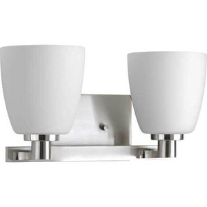 2 Light 120 volt Brushed Nickel Vanity Etched Opal Glass Light Fixture 1