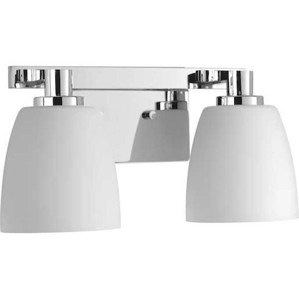 2 Light 120 volt Polished Chrome Vanity Etched Opal Glass Light Fixture 2