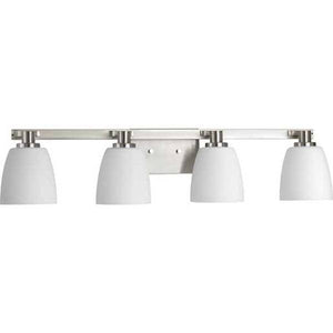 4 Light 120 volt Brushed Nickel Vanity Etched Opal Glass Light Fixture 2
