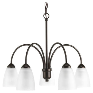 5 Light Antique Bronze Etched Glass Shade Chandelier Light Fixture 1