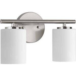2 Light 120 volt Brushed Nickel Vanity Etched White Glass Light Fixture 2