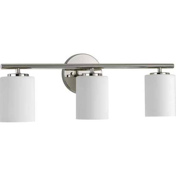 3 Light 120 volt Polished Nickel Vanity Etched White Glass Light Fixture 2