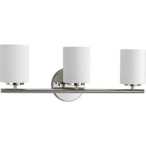 3 Light 120 volt Polished Nickel Vanity Etched White Glass Light Fixture 1