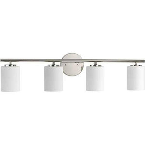 4 Light 120 volt Polished Nickel Vanity Etched White Glass Light Fixture 2