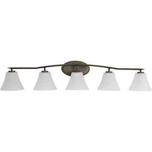 5 Light 120 volt Antique Bronze Vanity Clear Etched Glass Light Fixture 2