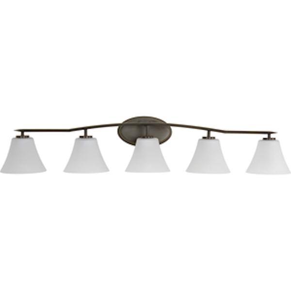 5 Light 120 volt Antique Bronze Vanity Clear Etched Glass Light Fixture 2