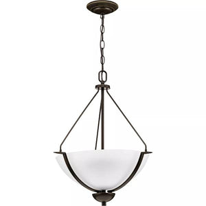 3 Light Antique Bronze Etched Glass Shade Pendant Light Fixture 3
