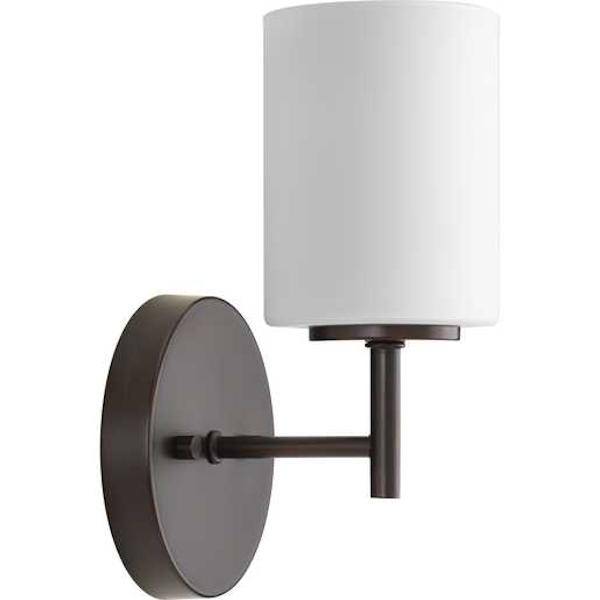 1 Light 120 volt Antique Bronze Vanity Etched White Glass Light Fixture 1