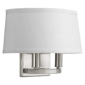 2 Light 120 volt Brushed Nickel Vanity Linen Fabric Shade Light Fixture 1