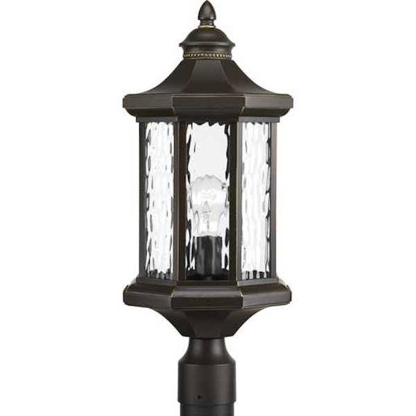 1 Light Antique Bronze with Clear Water Glass Edition Post Top Light Fixture 1