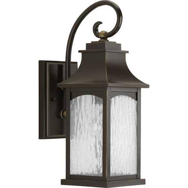 1 Light Oil Rubbed Bronze with Clear Seeded Glass Small Wall Light Fixture 1