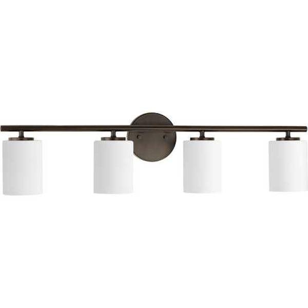 4 Light 120 volt Antique Bronze Vanity Etched White Glass Light Fixture 2