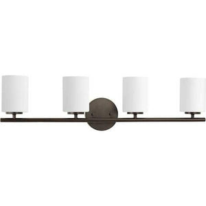 4 Light 120 volt Antique Bronze Vanity Etched White Glass Light Fixture 1