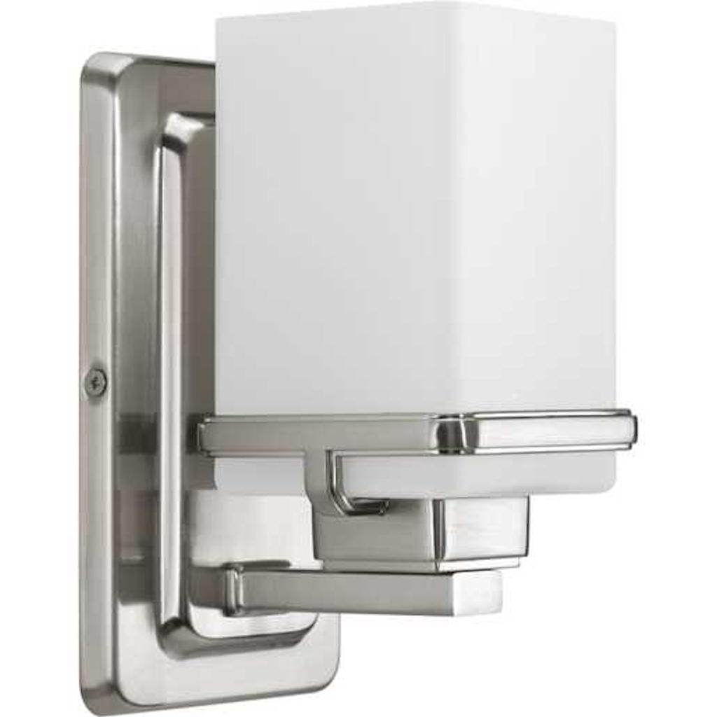 1 Light 120 volt Brushed Nickel Vanity Etched/Painted  Glass Light Fixture 1