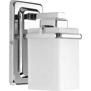 1 Light 120 volt Polished Chrome Vanity Etched/Painted  Glass Light Fixture 2
