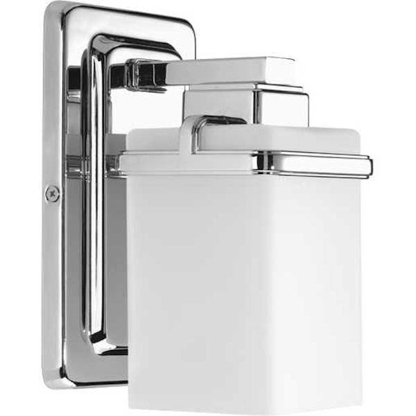 1 Light 120 volt Polished Chrome Vanity Etched/Painted  Glass Light Fixture 2