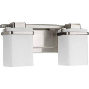 2 Light 120 volt Brushed Nickel Vanity Etched/Painted  Glass Light Fixture 2