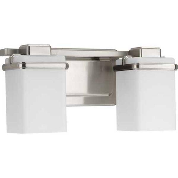 2 Light 120 volt Brushed Nickel Vanity Etched/Painted  Glass Light Fixture 2