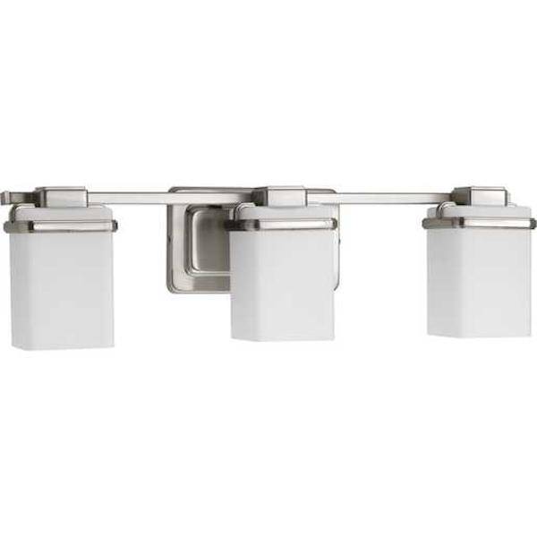 3 Light 120 volt Brushed Nickel Vanity Etched/Painted  Glass Light Fixture 2