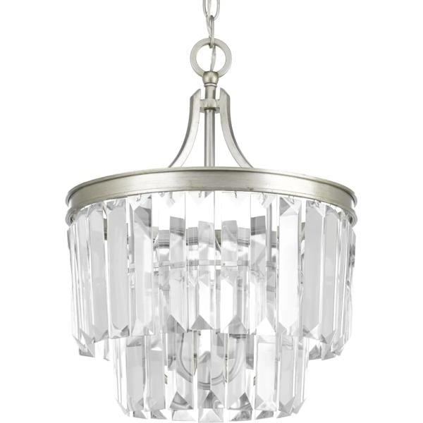 3 Light Silver Ridge Prismatic Glass Drops Convertible Mount Ceiling Light Fixture 2