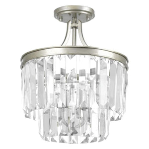 3 Light Silver Ridge Prismatic Glass Drops Convertible Mount Ceiling Light Fixture 1