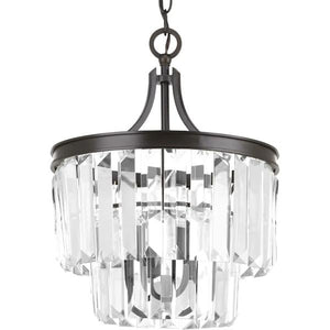 3 Light Antique Bronze Prismatic Glass Drops Convertible Mount Ceiling Light Fixture 2