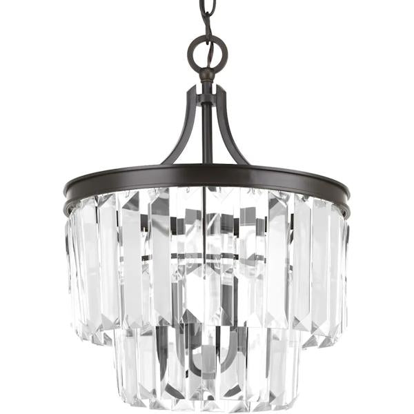 3 Light Antique Bronze Prismatic Glass Drops Convertible Mount Ceiling Light Fixture 2