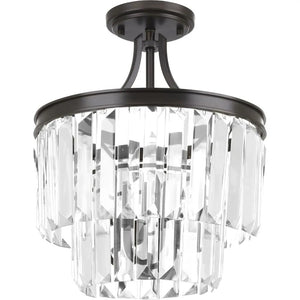 3 Light Antique Bronze Prismatic Glass Drops Convertible Mount Ceiling Light Fixture 1