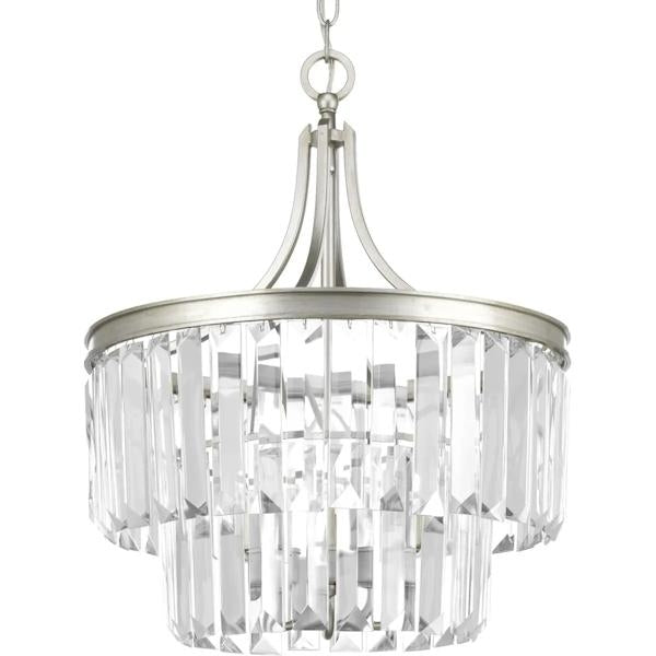 3 Light Silver Ridge Prismatic Glass Drops Convertible Mount Ceiling Light Fixture 2
