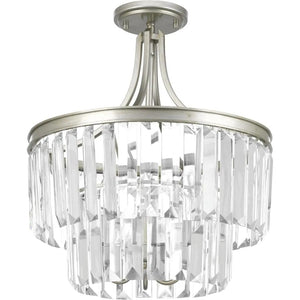3 Light Silver Ridge Prismatic Glass Drops Convertible Mount Ceiling Light Fixture 1