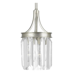 1 Light Silver Ridge Prismatic Clear Glass Shade Mini Pendant Light Fixture 1