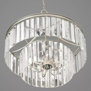 5 Light Silver Ridge Prismatic Clear Glass Shade Pendant Light Fixture 2