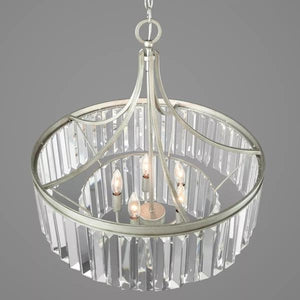 5 Light Silver Ridge Prismatic Clear Glass Shade Pendant Light Fixture 3