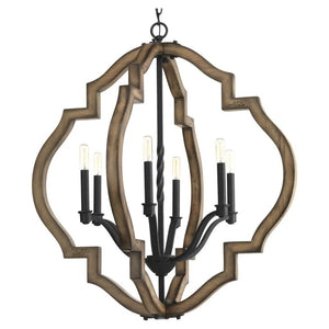 6 Light Gilded Iron Finish Urban Industrial Style Chandelier Light Fixture 1